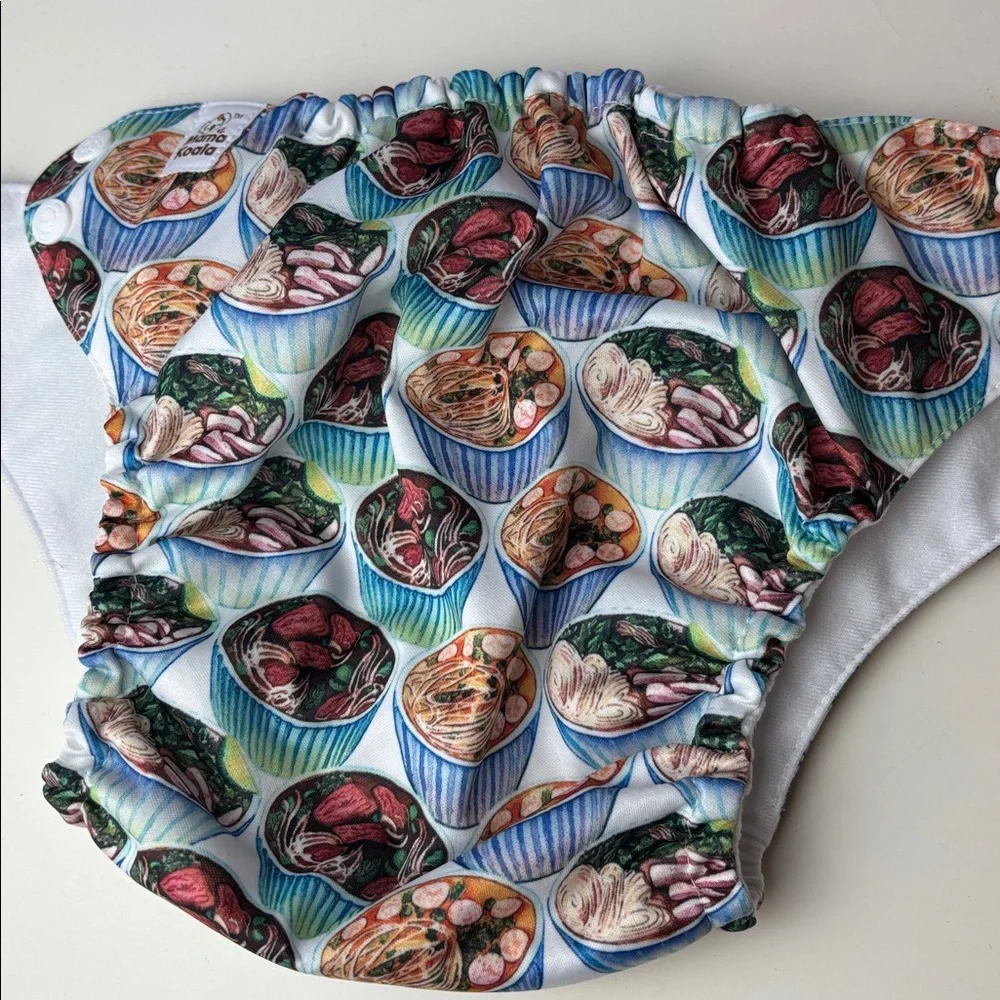 NEW Mama Koala Vibrant Noodle Print Cloth Diaper Cover with MK Insert